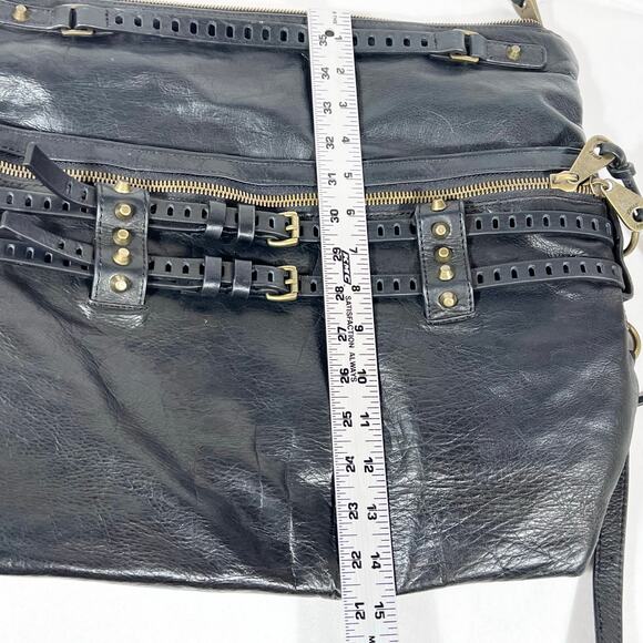 Joelle Hawkens Victory Folder Shoulder Bag Purse Black Leather Convertible - Picture 14 of 15